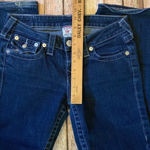 True Religion low rise blue jeans 27 some wear back right hem & front top above - Picture 5 of 11
